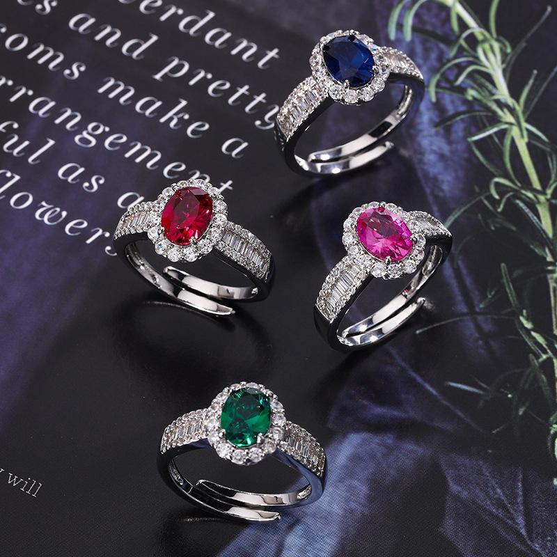 Jewelry Copper Bottom Gold-Plated Simulation Color Treasure Corundum Oval Retro Shape 6 * 8