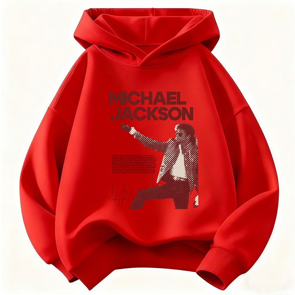 Felpa con Cappuccio Stampa Michael Jackson per Bambini 2026 – Calda Felpa con Grafica Icona Pop Stile Retro Autunno/Inverno per Bambini e Bambine