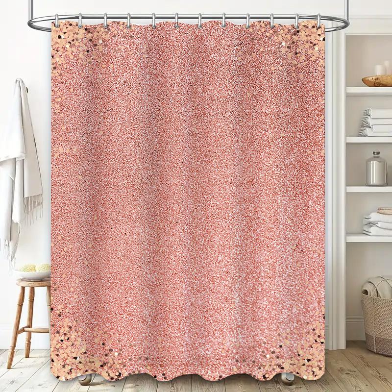 Fashion Pink Shimmering Shower Curtain Sparkling Sequin Home Decor Waterproof Bath Rug Cover