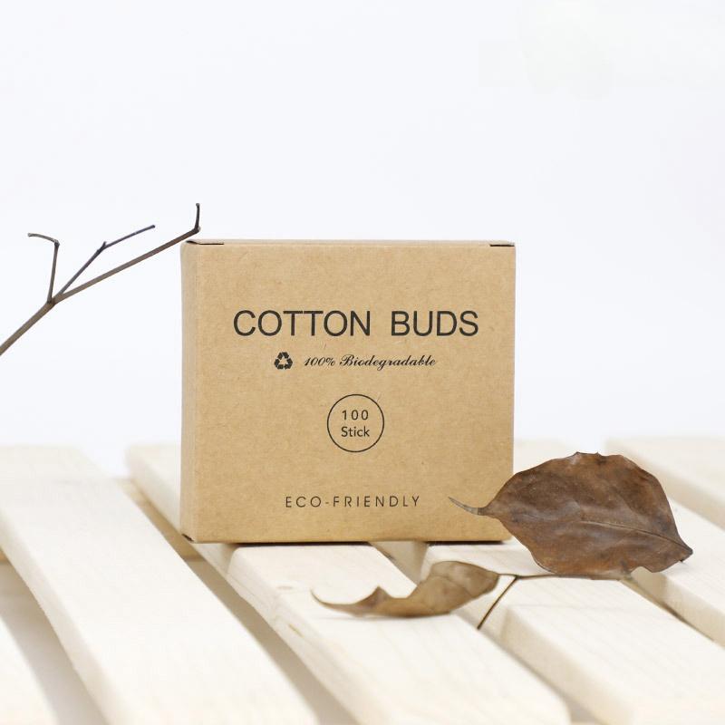 100 Pcs/Box Double Head Bamboo Cotton Buds Wood Stick Cotton Swab For Makeup , Nose Ear Cleaning , Pet Care , Art & Crafts