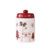 Nordic Style Santa Claus Elk Tree Round Ceramic Sealed Jar Candied Dried Fruit Nut Food Storage Container Kitchen Accessories