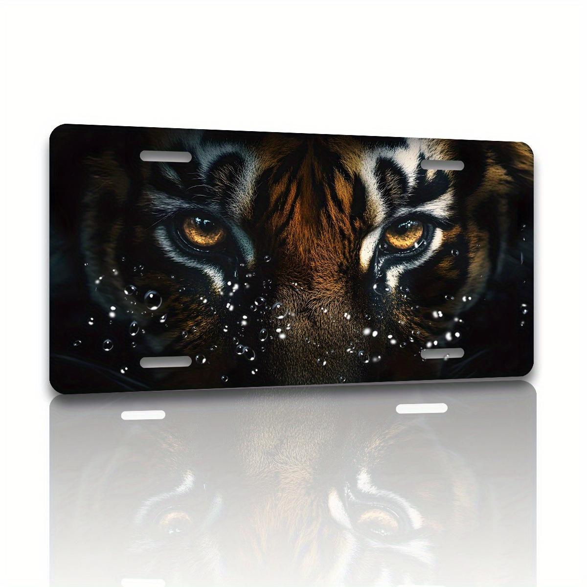 

Vintage Wild Tiger Face CloseUp with Water Droplets License Plate D Flat Aluminum Tin Sign Wall Art Decor for Garage Bar Man C 15x30cm(5.9x7.8inch)