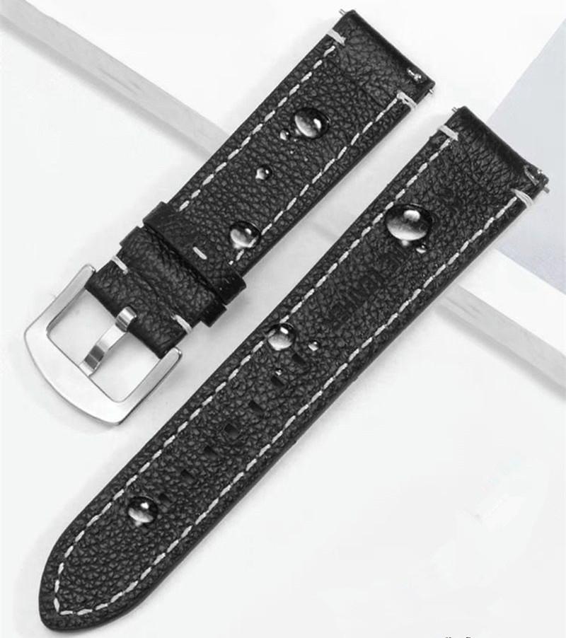New Genuine leather lychee grain watchband 18mm 20mm 22mm 24mm pin buckle calfskin strap for brands automatic watch Black Brown