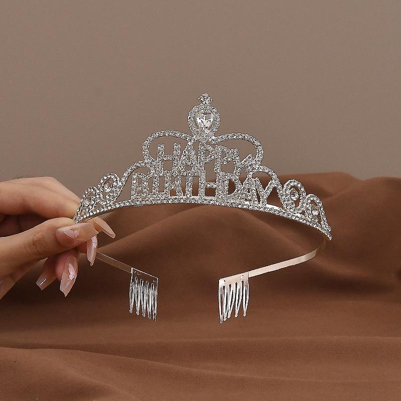 Cross-Border Happy Birthday Crown for Girls - Photography Party Headdress