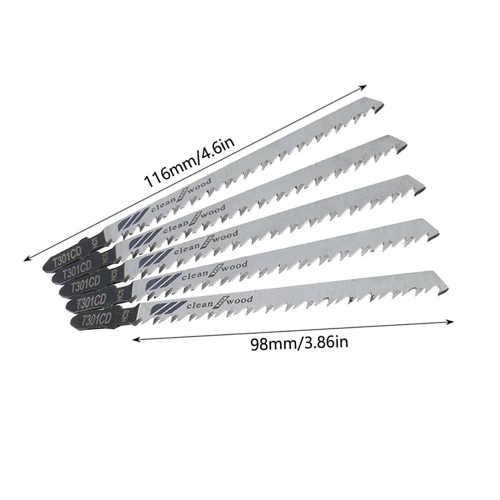 5Pcs 4.56inch Jigsaw Blades Reciprocating Saw Blade T301CDFor Sheet Panels Wood Plastic Metal Cutting Tool Accessories