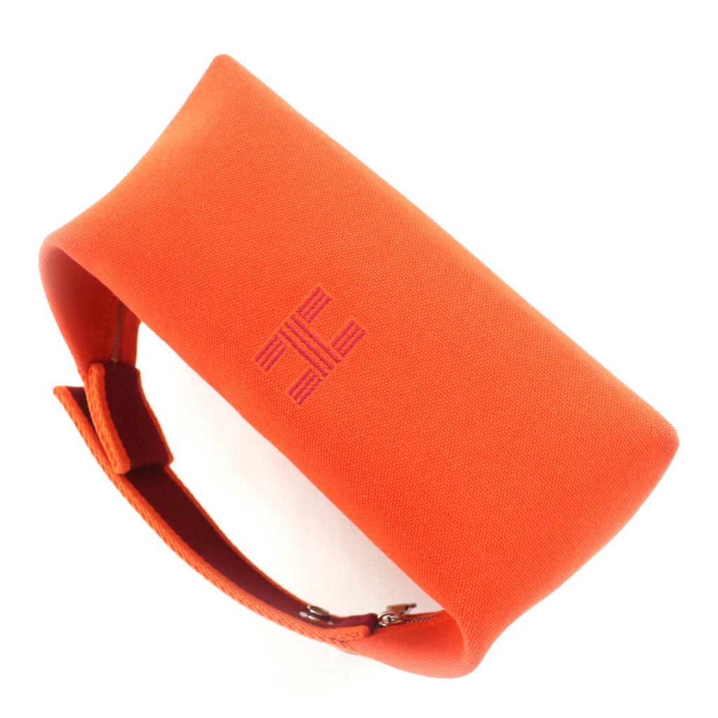 Great HERMES Handbag Brid A Black PM Orange Wool Women Used