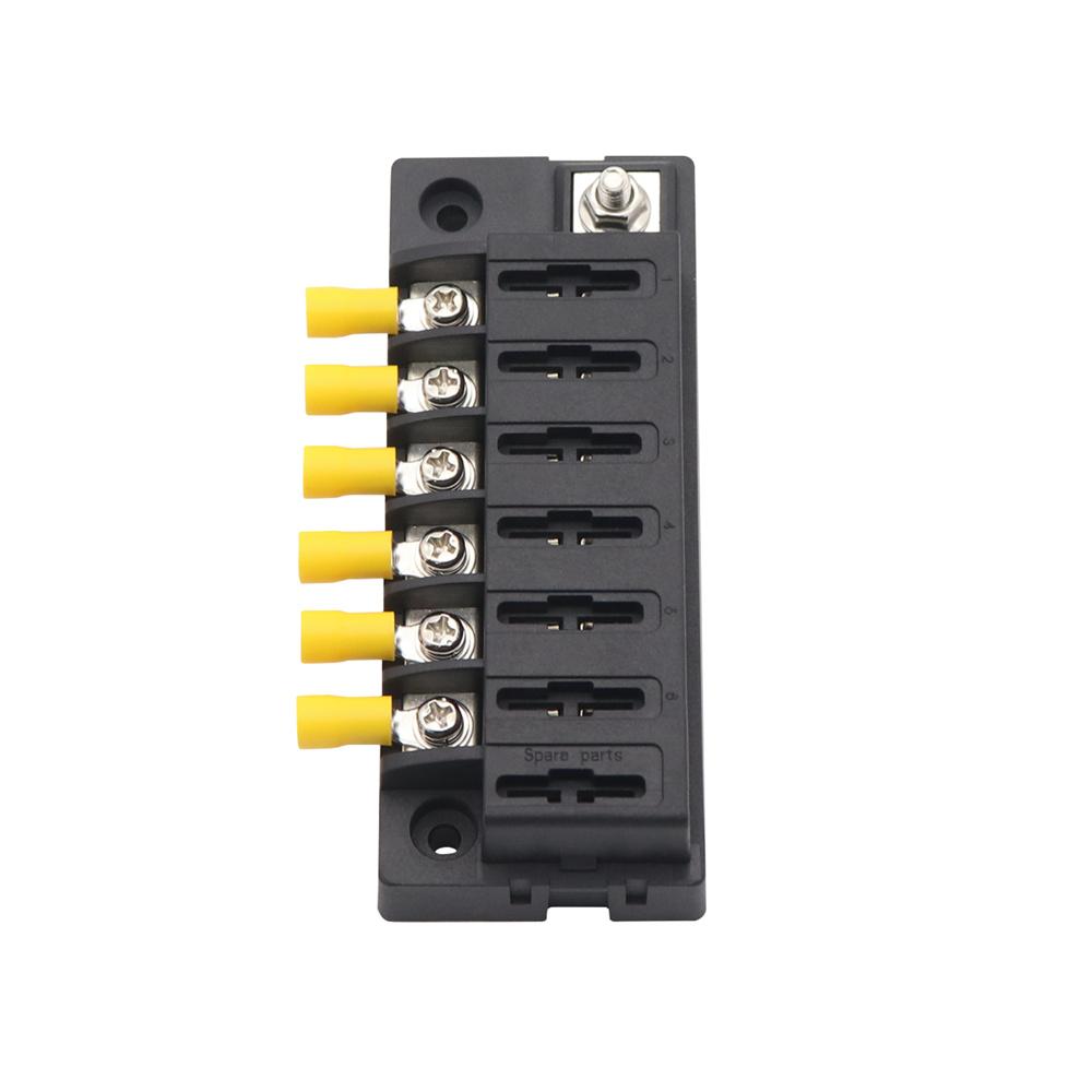 6-Way Compact Fuse Box with Single Input and 6 Outputs