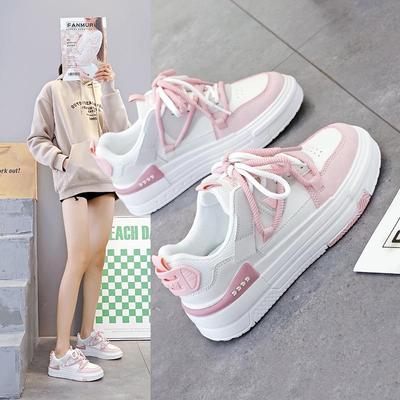 Women's 2025 Spring White Thick-Soled Casual Shoes, Comfortable Soft Surface, Versatile for Students, K1316