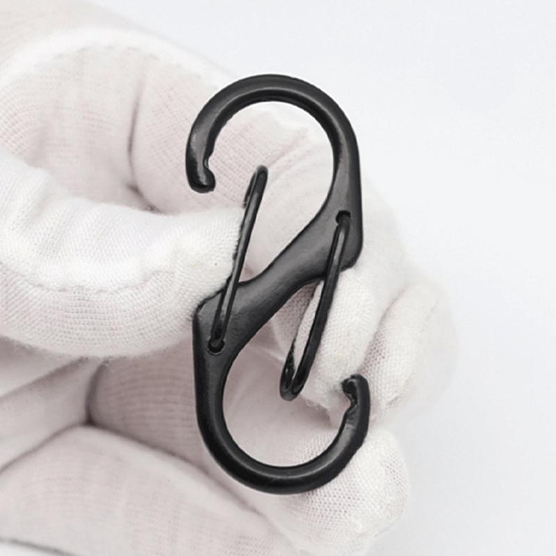 10Pcs Stainless Steel S Type Carabiner With Lock Keychain Hook Camping Key-Lock