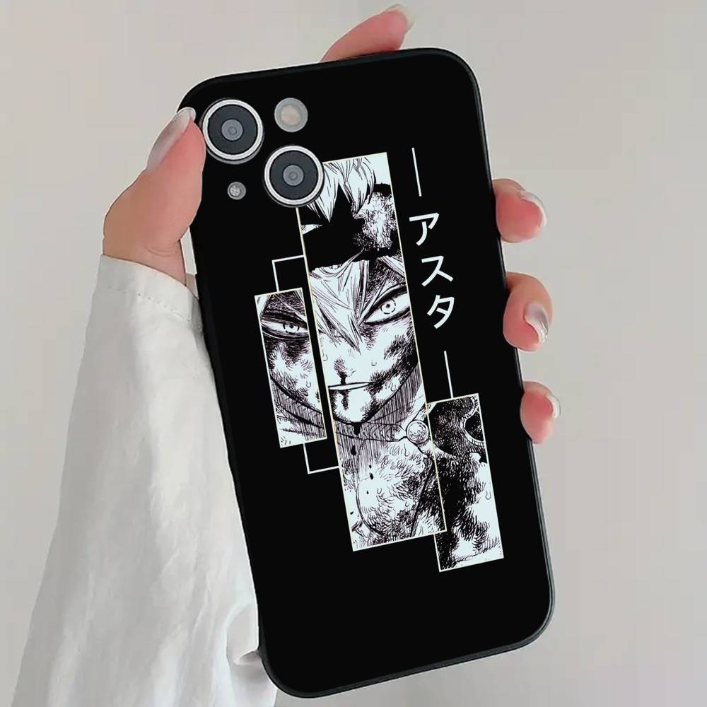 Anime B-Black Clover Phone Case Cool Black Silicone Soft For IPhone 16 15 14 13 12 11 X XR Plus Pro Max Plus