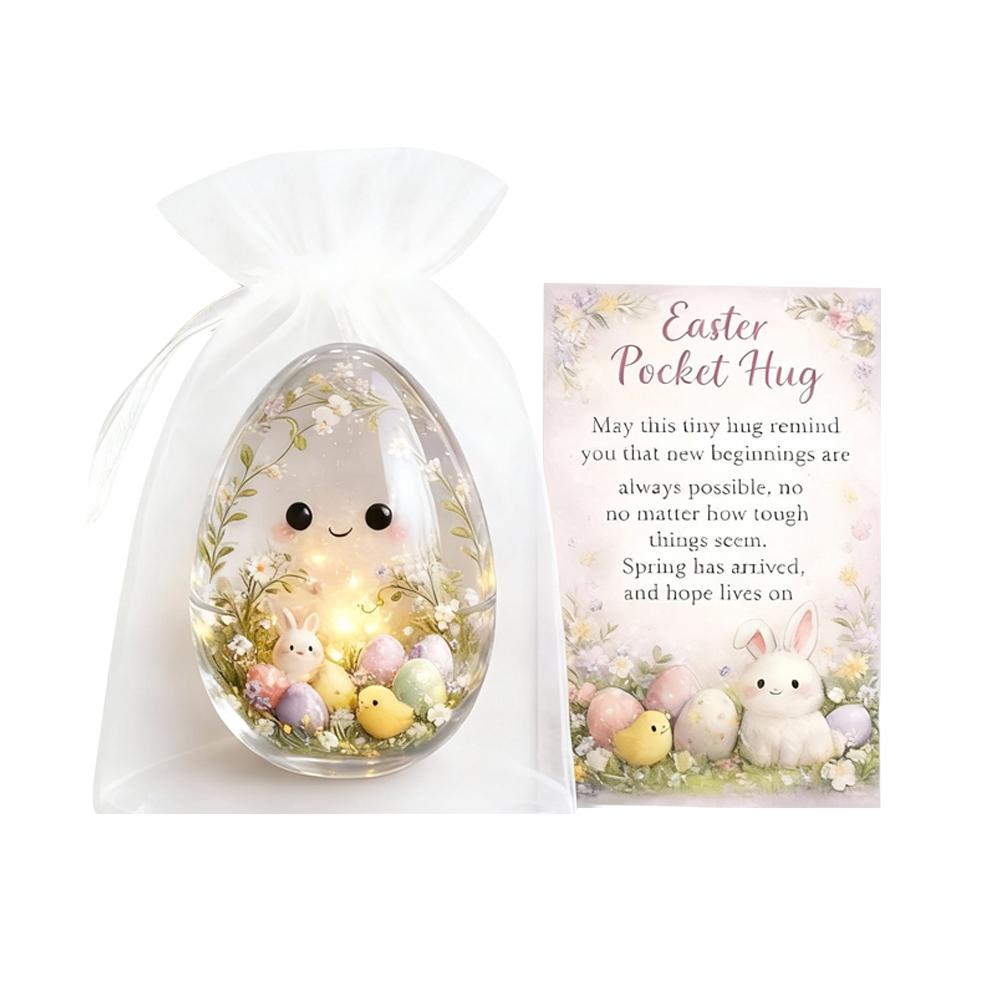 

Easter Pocket Hug Mini Resin Figurine With Greeting Card Light Up Duck Statue Easter Basket Filler Gift For Kids Friends