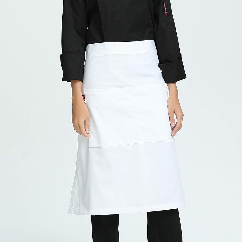 Somotersea Apron for Women and Men with Pockets Adjustable Waist Apron for Chef Half Apron White Half белый