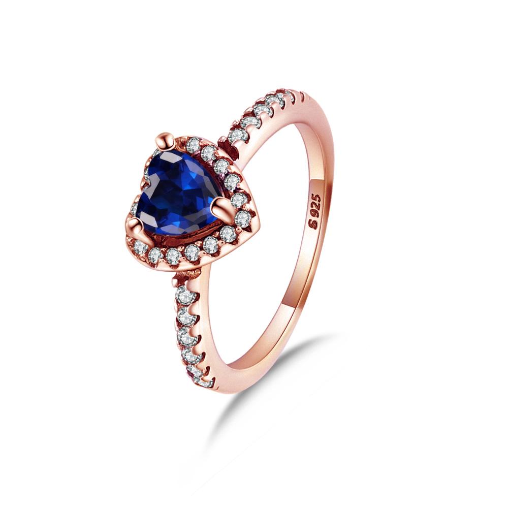 Herz-Verlobungsring Roségold-beschichtet Schimmerndes Halo-Kristalldetail Hypoallergen Für empfindliche Haut Trendiger Statement-Ring 7 white