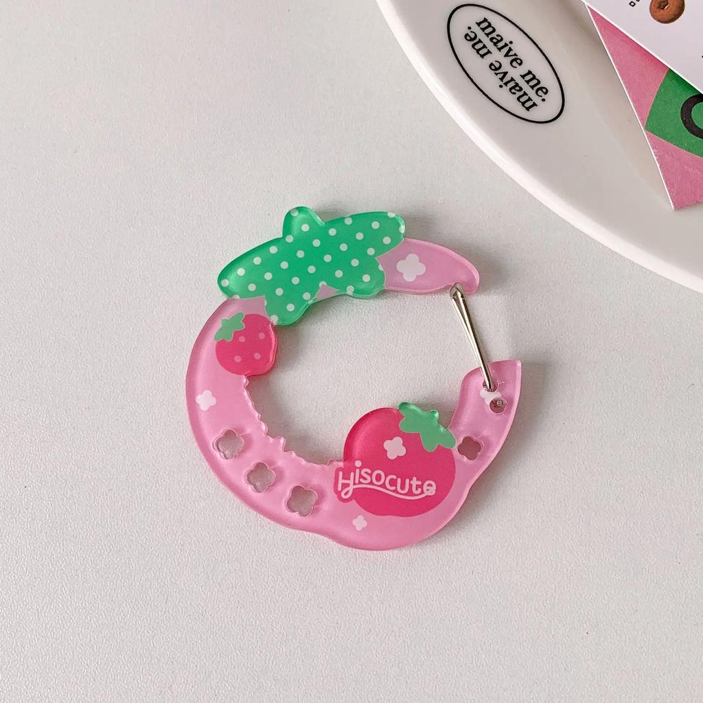 Ins Style Cute Acrylic Cartoon Keychain Holder Korea Kawaii Fruit Cupcake Star Shaped Decor for Bag Pendant Hook Key Hanging