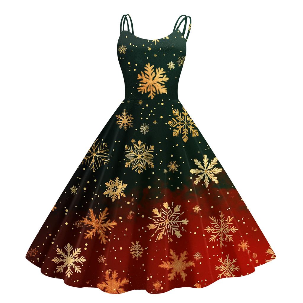 Kindermode Lässig Weihnachts-Print Sexy Schulterfrei Punk Retro Kleid