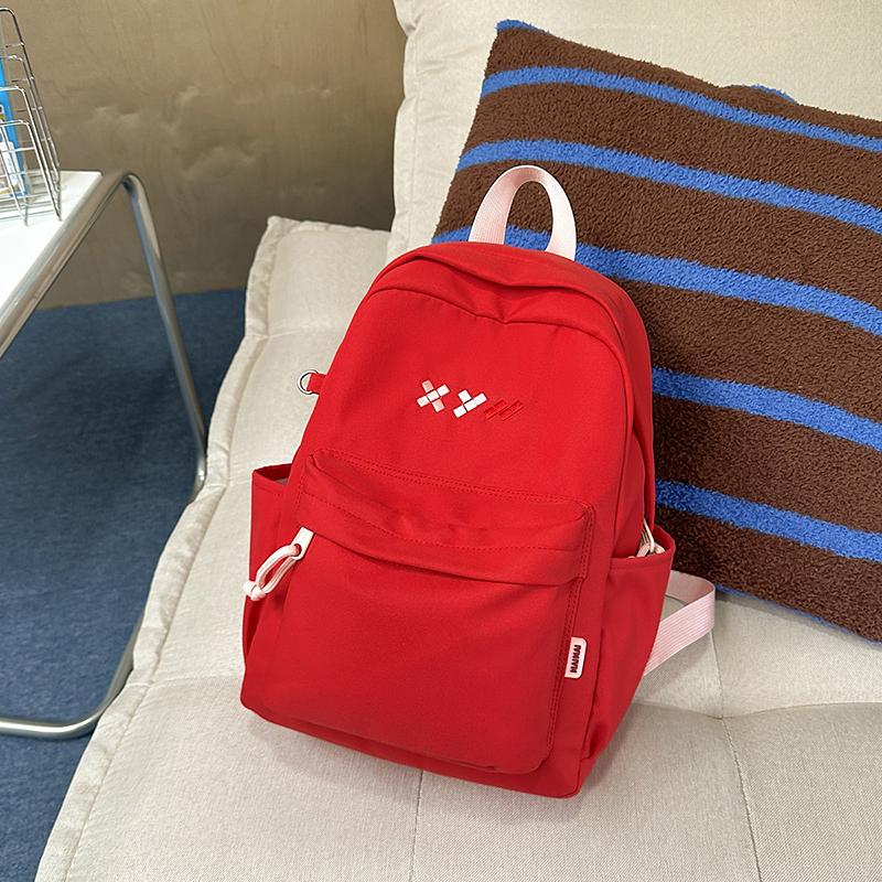 Student Schoolbag Women's Nylon Backpack Lightweight Solid Color Backpack Travel Bag