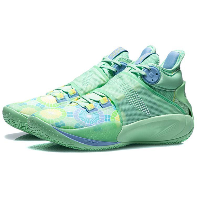 Li Ning Sonic 9 Odolné proti oděru Mid-Top Basketbalové boty Pánské tenisky Světle-Mátově-Zelená ABAR011-E