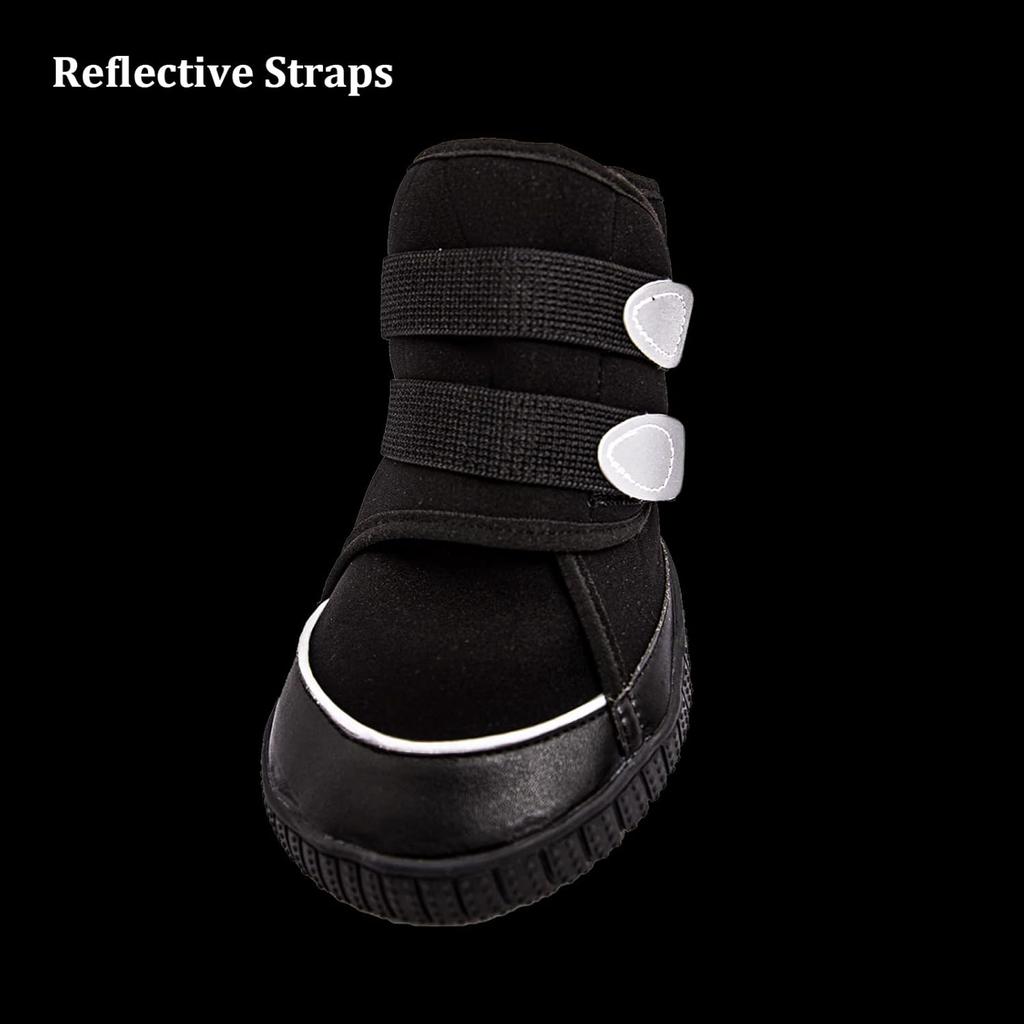 Dog Shoes for Large Dogs with Reflective Straps, Dog Boots for Winter, Dog Boots & Paw Protectors with Nonslip Sole (4PCS/Set)