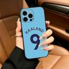 Custodia per Telefono E-Erling Haaland N. 9 Per iPhone 17,16,15,14,13,12,11 Pro Max,16Plus,XS Cover Nera Morbida