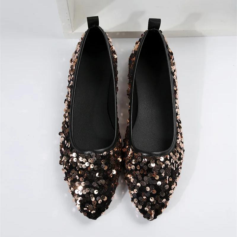 Spring and Autumn New Style Fashionable and Comfortable Women's Shoes Casual and Versatile Sequined Wear-Resistant Flats
