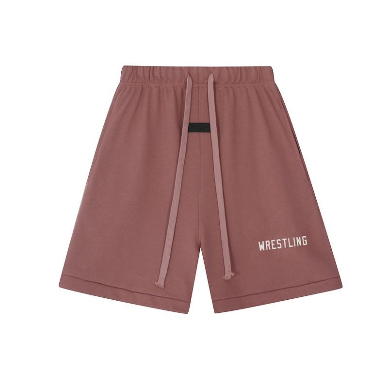 FOG Line Flocked Letter Shorts Unisex Casual Loose Streetwear