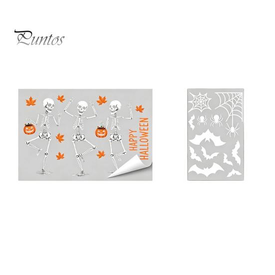 Removable Window Film Halloween Ghost/Skeleton Static Clings, PVC Waterproof Glass Stickers, Clings Decals for Home Party Door Decoration Holiday