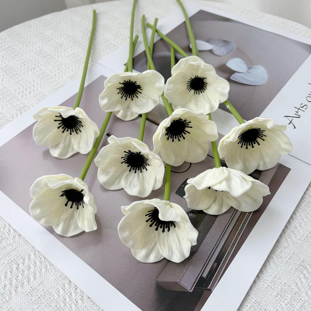 Oriental Poppy Simulation, PU Mini Fake Flower Arrangement for Decor and Photography