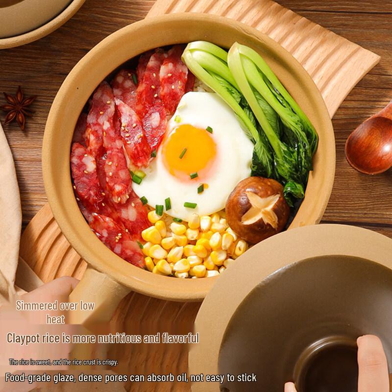 Traditional Claypot Rice Clay Pot - Unglazed, Single Handle