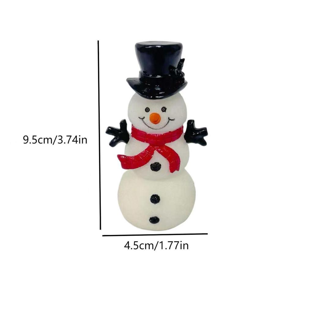 Cartoon Christmas Snowman Night Light Ornament,Glowing Snowman Top Hat Glowing Figurine Christmas Home Party Decorations