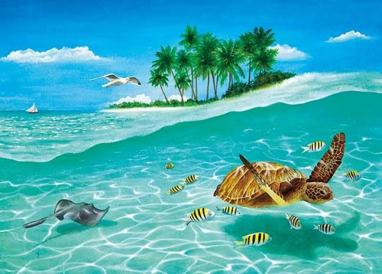 

APPLEONE 500-310 Blue Oasis (Carolyn Steele) Marine Art 500-Piece (53 x 38 cm) Jigsaw Puzzle, Made in Japan