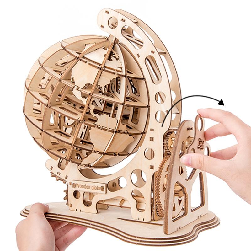 Ahşap Simülasyon Süs 3D Montaj Küre, Yaratıcı Kendin Yap Üç Boyutlu Montaj El Sanatı Mekanik İletim Modeli
