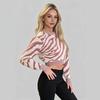 Winter new European and American zebra knit sweater for women, long-sleeve pullover short top, fashionable, versatile, and trendy