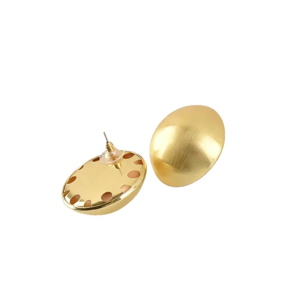 Retro Exaggerated Gold Color Brushed Geometric Spherical Large Stud Earrings for Women Korea Fashion Piercing Earrings Jewelry