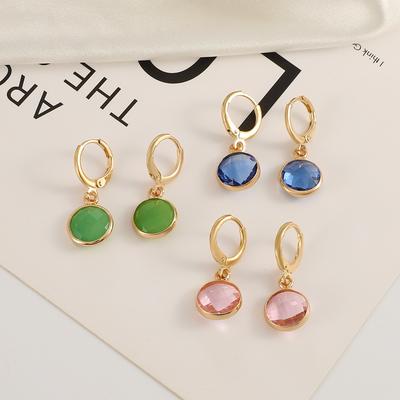 Pinkdudu  Fashion Summer 6 Color Round Glass Drop Earrings Romantic Luxury Elegant Multicolor Earring for Women