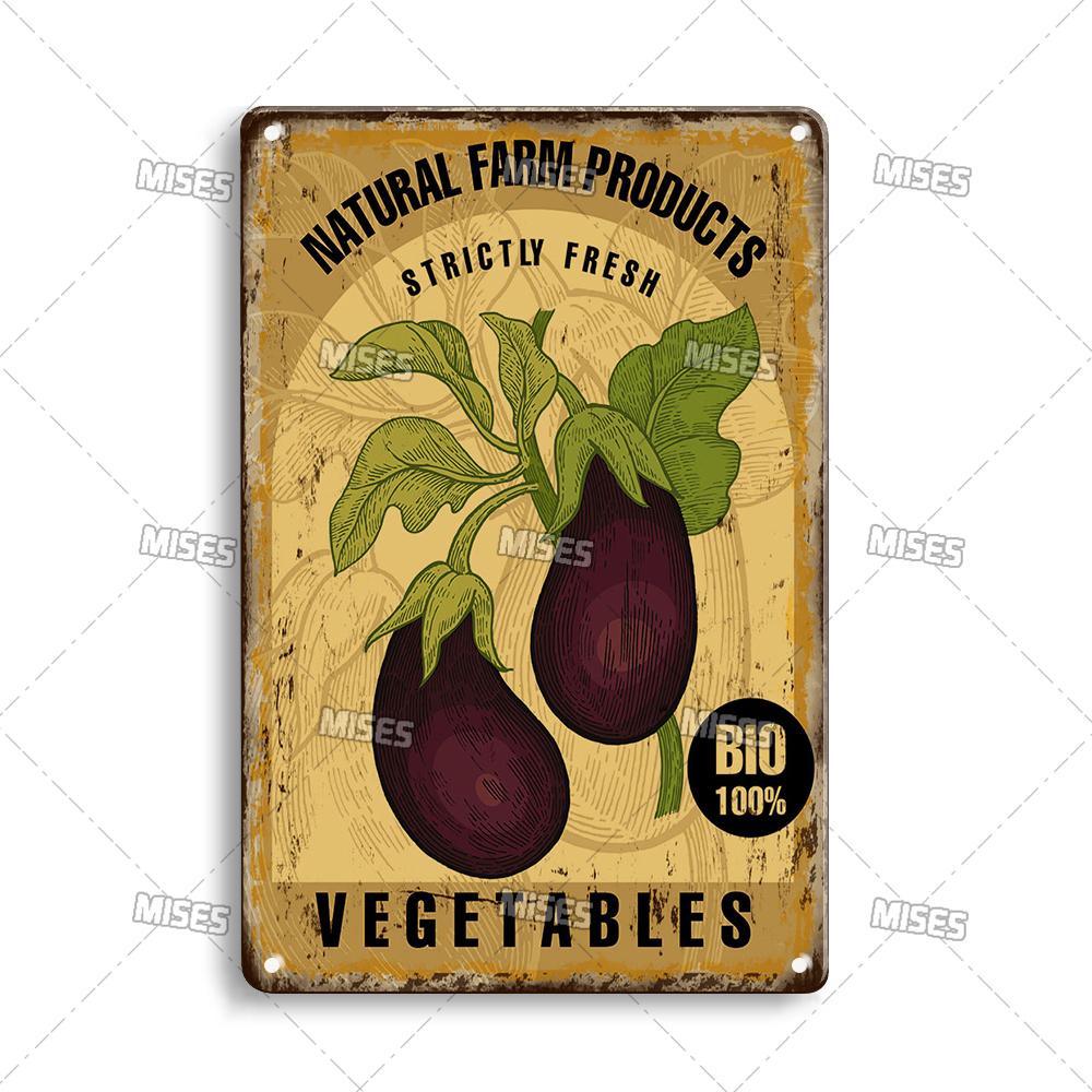MISES Fruit And Vegetable Metal Poster Decorative Plate Kitchen Vintage Poster Home Bar Farm Industrial Decor Metal Tin Sign