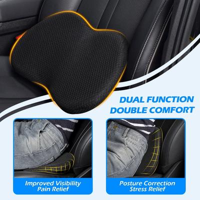 Pernă de scaun auto tip pană pentru șofer, Pernă de scaun pentru camion din spumă cu memorie pentru ameliorarea sciaticii și a durerilor de spate, Design ergonomic, Confort negru