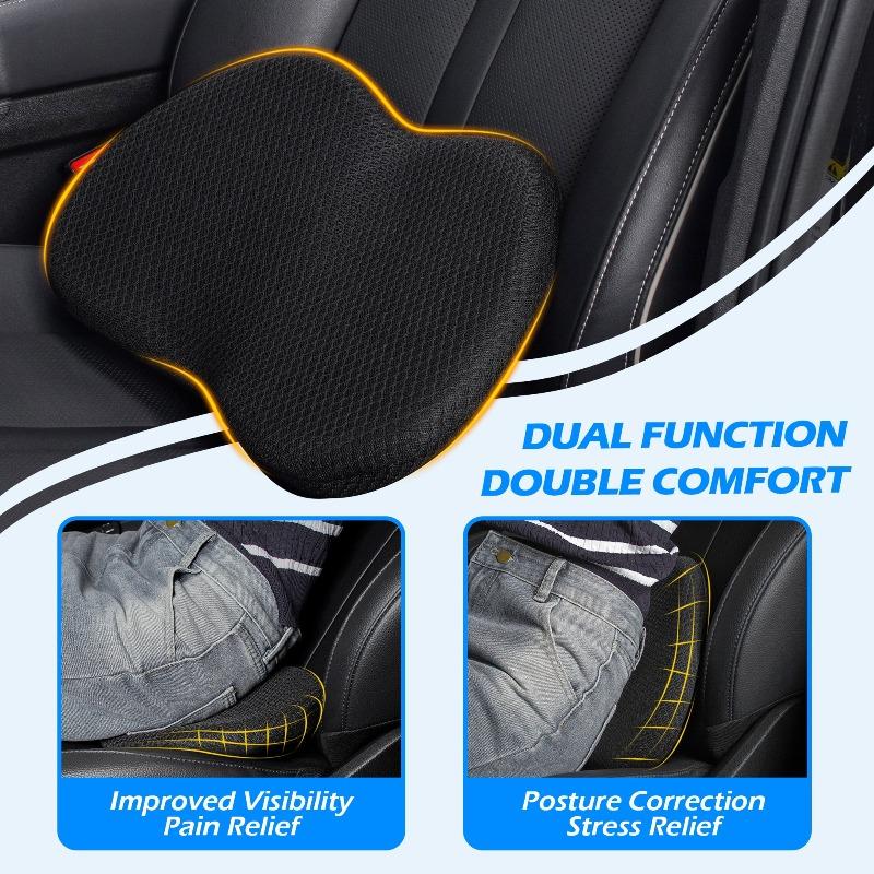 Memory Foam Wedge Seat Cushion for Car & Truck Driver, Ergonomic Pain Relief Pad for Sciatica, Tailbone & Back Support, Black