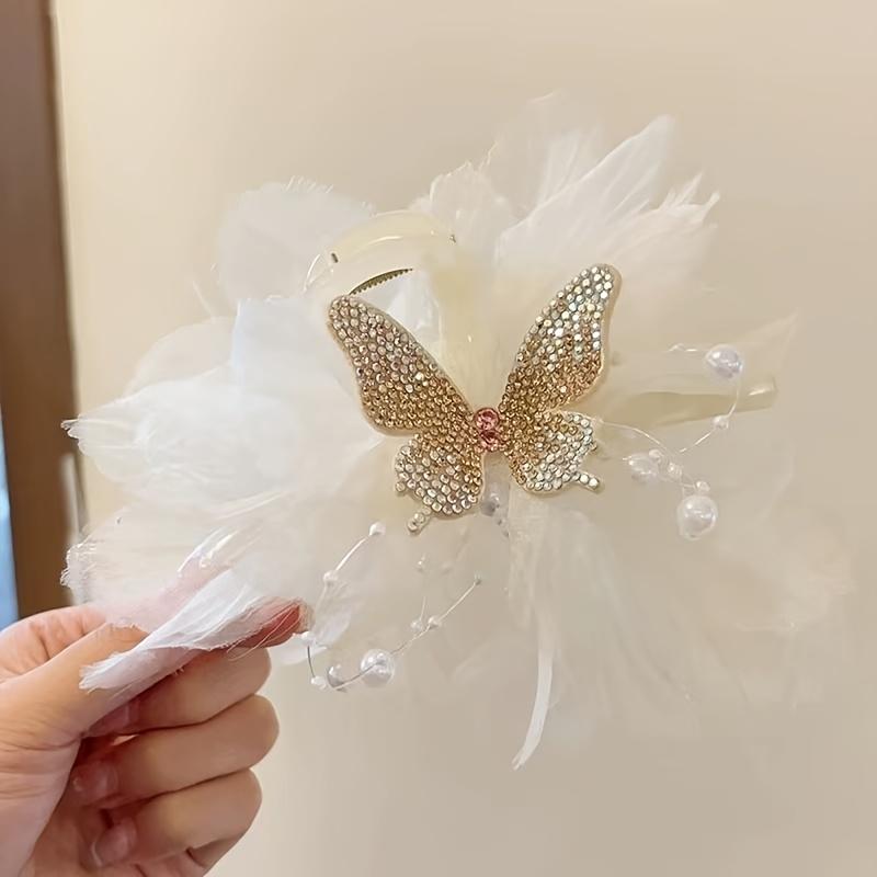 

1PC Premium Sense Sweet Butterfly Grab Clip Fashion Temperament Back Head Disc Hair Shark Clip белый
