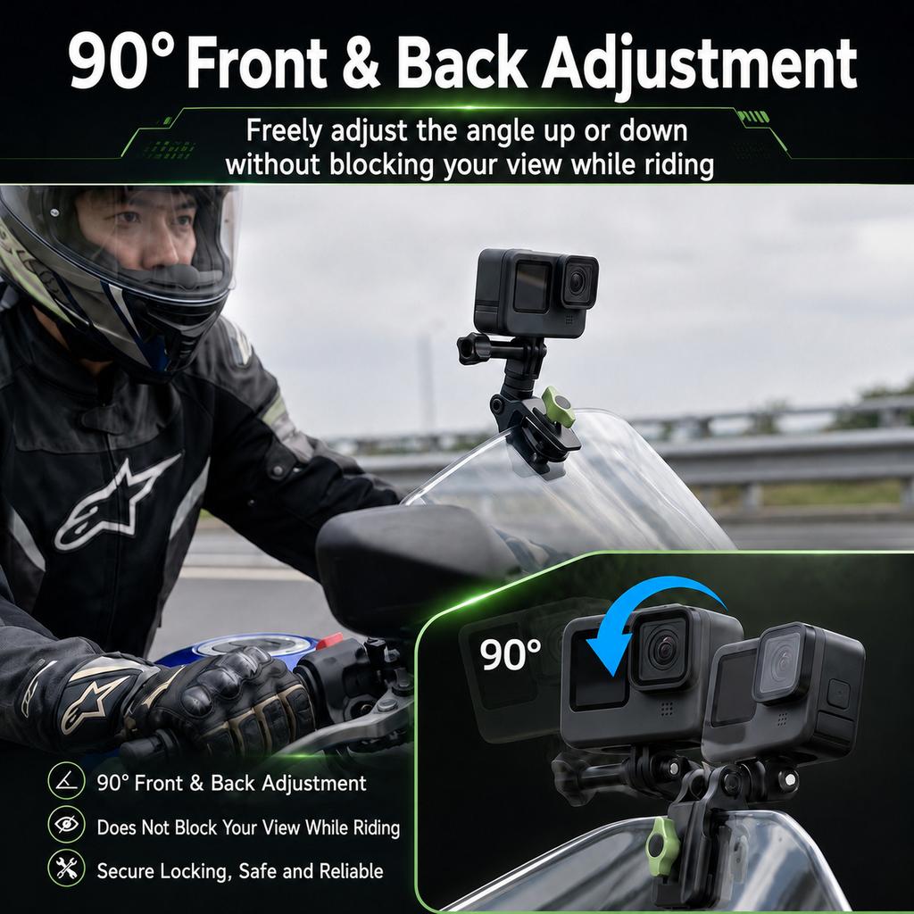 For GoPro 11 11/Insta161 X1 Motorcycle Windshield Clamp Clip for DJI Osmo 161/Action 6 1 1/Pocket 1P 1 1 Aluminium Alloy Mount