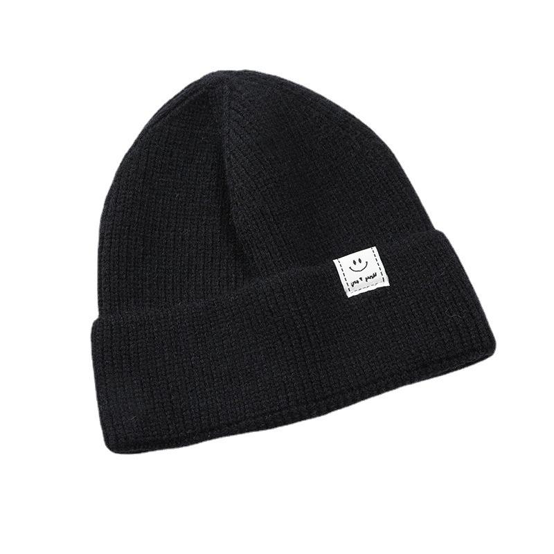 New Hat for Women In Winter Warm Knitted Hat for Students Couple Melon Skin Landlord Korean Style Fashionable Smiley Wool Hat for Men