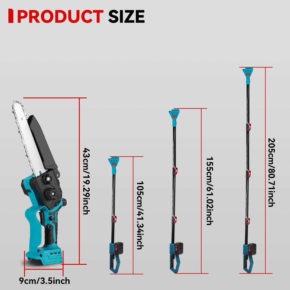 ONEVAN Brushless 4500W Telescoping Pole Electric Chainsaw 8inch 2in1 High Branch Saw Garden Power Tool For 21V 18V Battery
