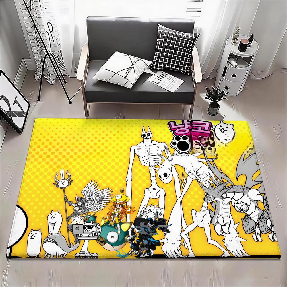 Game B Battle Cats Floor Mat Eco Flannel Doormat Non Slip Odorless Indoor Floor Rug Soft Short Plush Home Mat