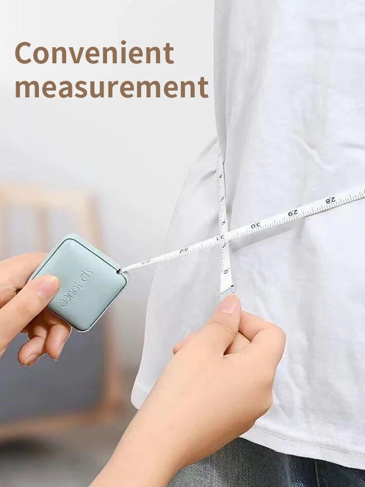 1pc Soft Square Tape Measure Push Button Measuring Tape Body Measuring Soft Tape Retractable Inch Tape For Sewing Dou