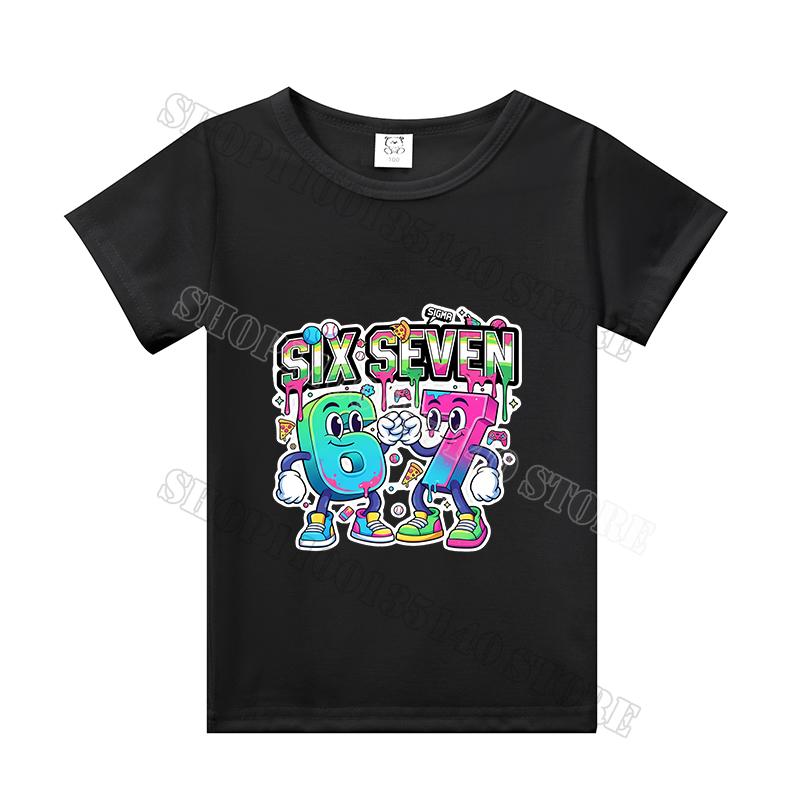 Steal A Brainrot Short Sleeve Children T-shirt 67 Six Seven Cotton Tops Tshirt Boys Girls Clothing Fashion Funny Kid Tee Shirts