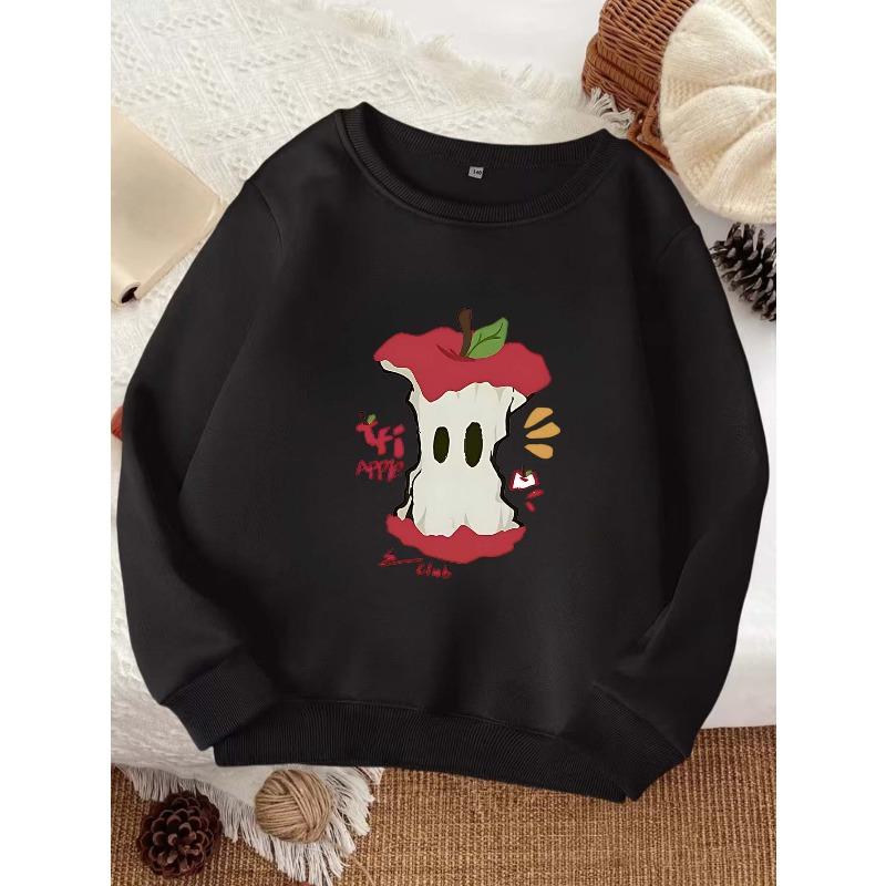 European sizes Kids  Round Neck Sweatshirt, Casual Fashion Print Long Sleeve Top, Individual Trendy Style 110