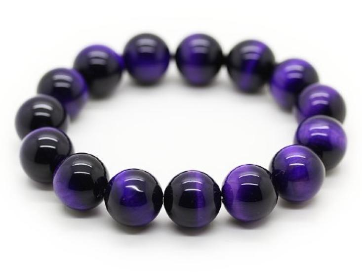 

Purple Tiger Eye 14mm Mala Bead Bracelet Natural Stone Power Stone [Sekki] Men s [b340] фіолетовий