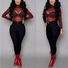 Women's Stretch Tight See-through Ultra-thin Sexy Mesh Bottoming Shirt Transparent Long-sleeved T-shirt Shirt