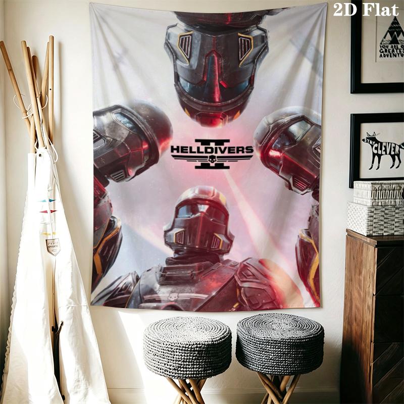 helldivers 2 Wall Tapestry Aesthetic Wall Hanging Printed Fabric Blanket Decorative Tapestries for Bedroom Living Room Home Decor