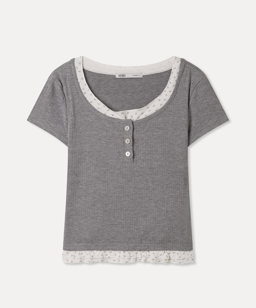 MIXXO Pattern Frill Layered T-Shirt Re Lwg412A_Miwhwg50Qa