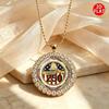 Gold-Edged Rhinestone American Flag & Statue of Liberty Necklace